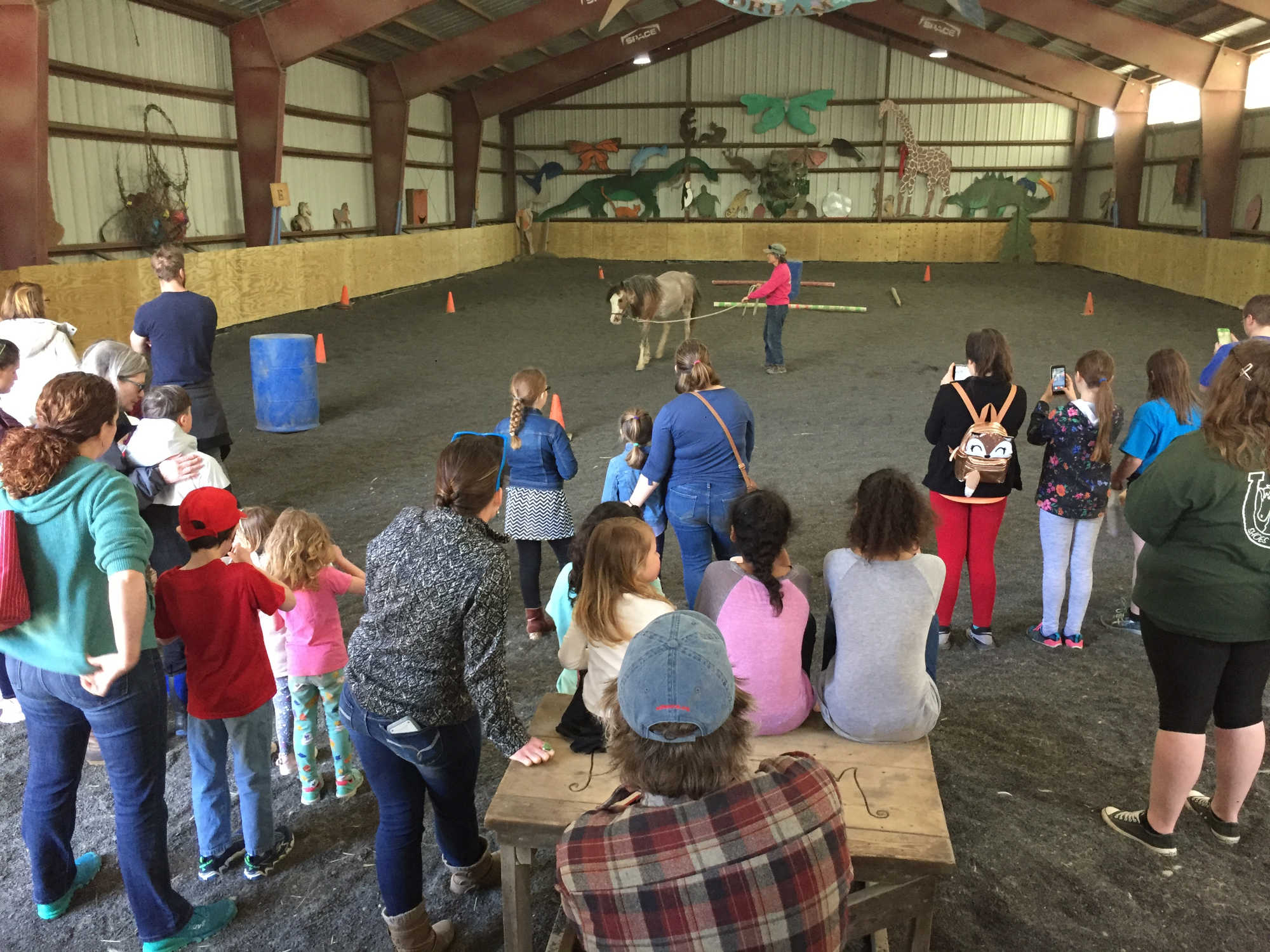 Willowind horse and trainer with group of children